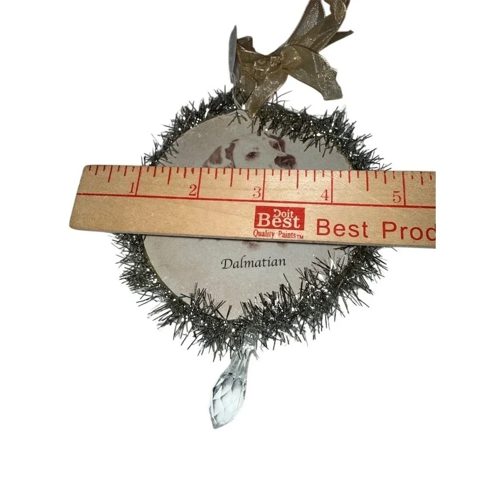Susan B Holiday Jewels Dalmatian Dog Ornament Tinsel Wreath Crystal‎ Christmas